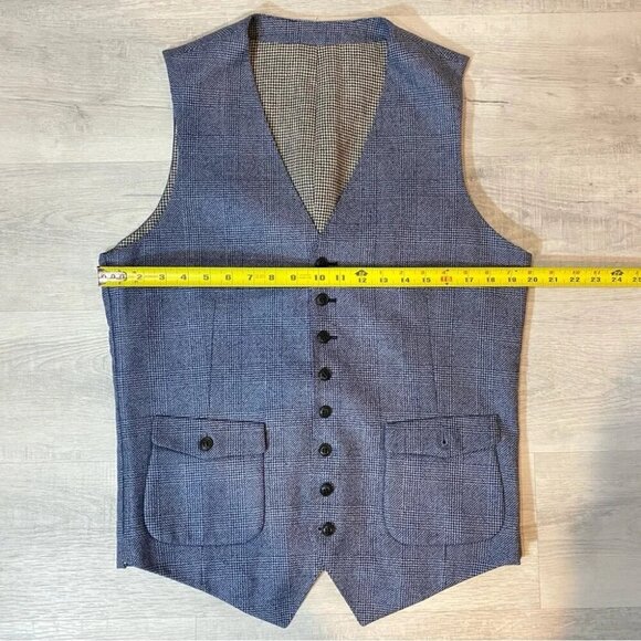 Tailored Blue Grey Formal Tweed Vest or Waistcoat - Picture 17 of 17